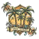 palm trees scissoring tattoo design idea