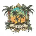 palm trees scissoring tattoo design idea