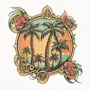 palm trees scissoring tattoo design idea