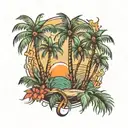 palm trees scissoring tattoo design idea