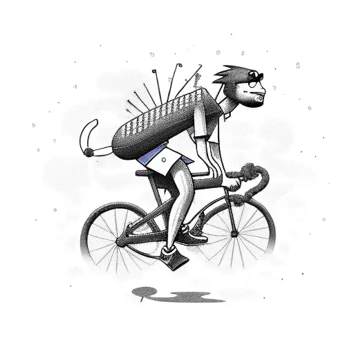 cartoon of an extreme avocado riding a bike tattoo design idea