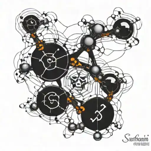 Serotonin molecule, memento mori tattoo design idea