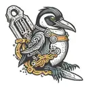Penguin with spanner tools tattoo design idea