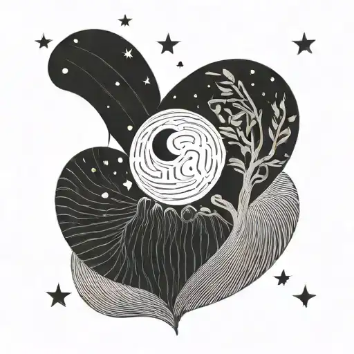 mom and son moon with fingerprint heart and "I love you to the moon and back"   tattoo design idea