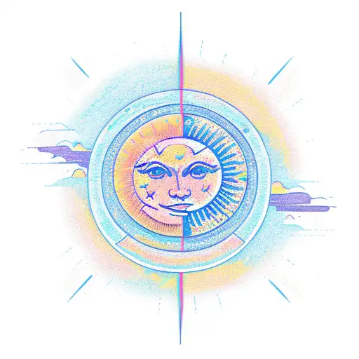Sun and Moon tattoo design idea