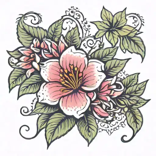  Arabian jasmine flower crown surrounded tattoo design idea