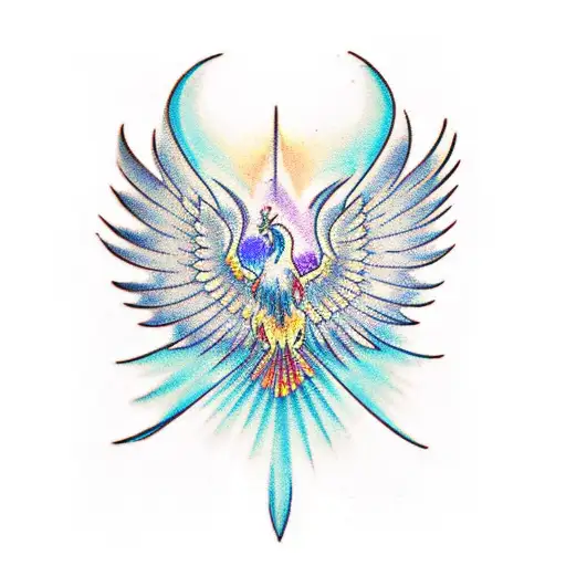 face Phoenix crystal wings tattoo design idea
