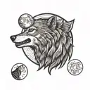 wolf howling at moon phases tattoo design idea