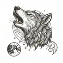 wolf howling at moon phases tattoo design idea