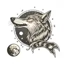 wolf howling at moon phases tattoo design idea