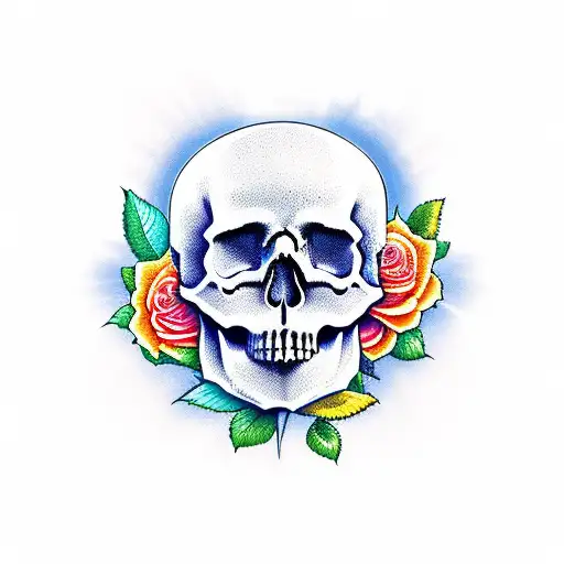 Skull and Roses tattoo design idea