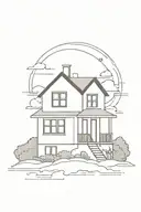 house with a sunset black line work tattoo tattoo design idea