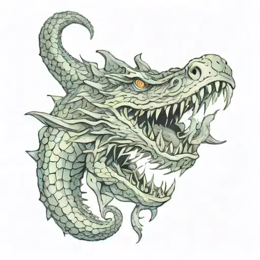 sea serpent with badass things   tattoo design idea