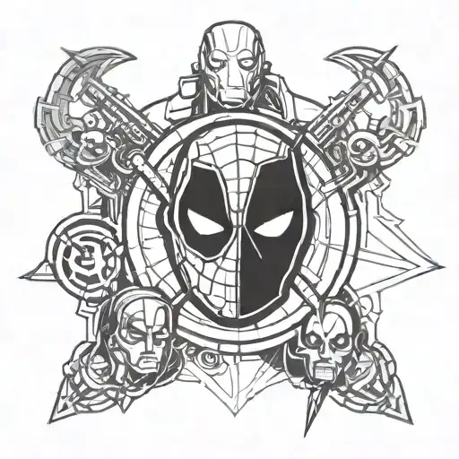 Deadpool and avengers logo tattoo design idea