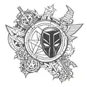 Deadpool and avengers logo tattoo design idea