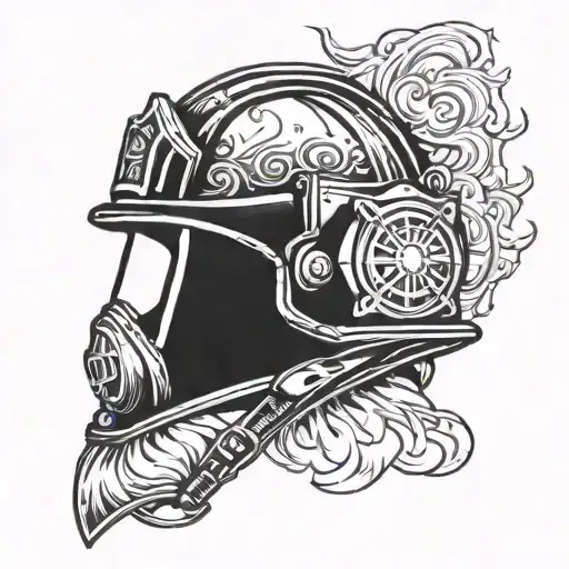 Firefighter helmet tattoo design idea