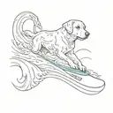 labrador surfing wave tattoo design idea