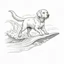 labrador surfing wave tattoo design idea
