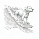 labrador surfing wave tattoo design idea