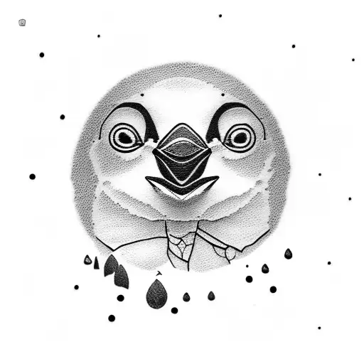 The outline of a penguin family tattoo design idea