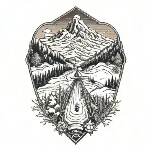 winter ski slope tattoo design idea