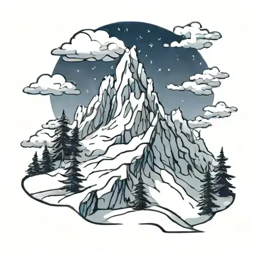 snowy mountain slope tattoo design idea