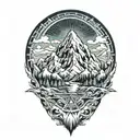 winter mountain scene tattoo design idea