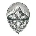 winter mountain scene tattoo design idea