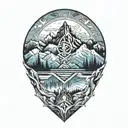 winter mountain scene tattoo design idea