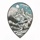 winter mountain scene tattoo design idea