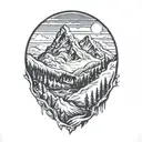 winter mountain scene tattoo design idea