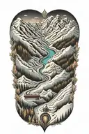 winter ski slope tattoo design idea