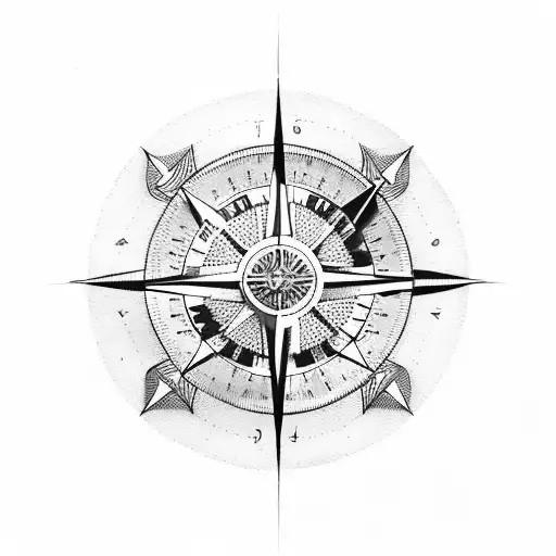 nordic compass with fenrir tattoo design idea