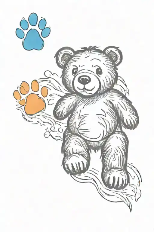bear and paw print tattoo design idea