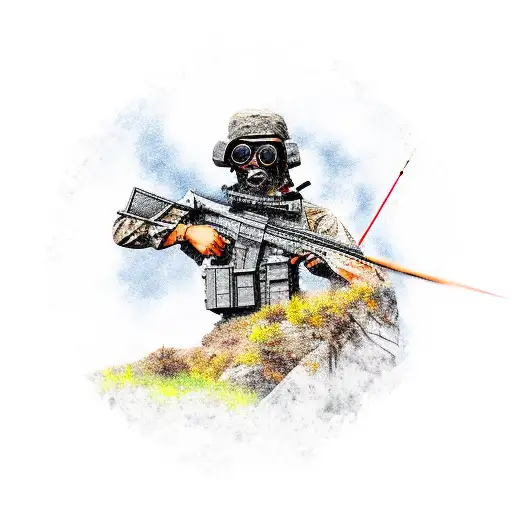 Military sniper theme representing courage, growth, skill, honor tattoo design idea