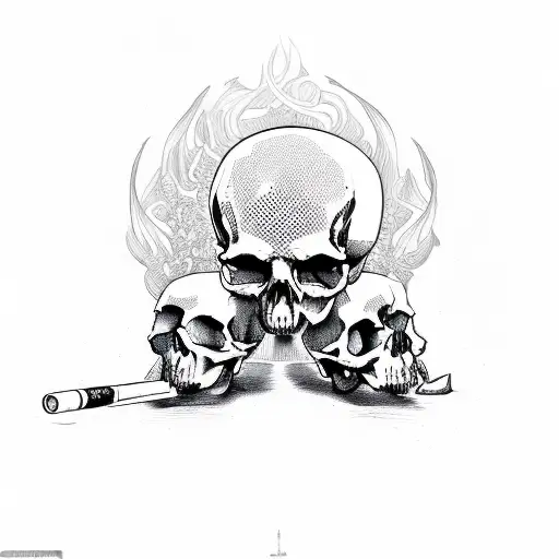 skull smoking a blunt tattoo