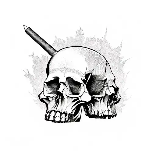 skull smoking weed drawing
