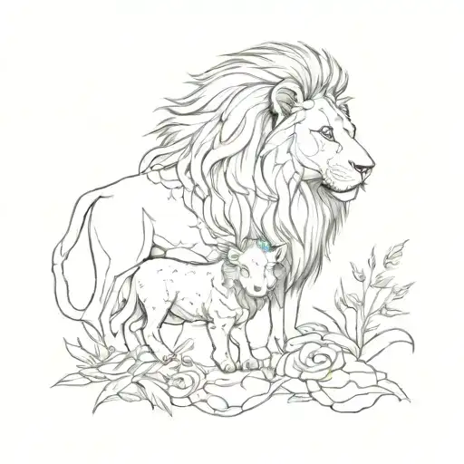 a lion  and a lamb tattoo design idea