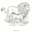 a lion  and a lamb  equal sizes tattoo design idea