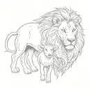 a lion  and a lamb  equal sizes tattoo design idea