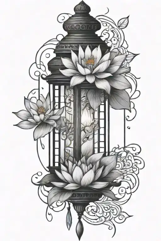 vietnamese lantern lotus flower tattoo design idea