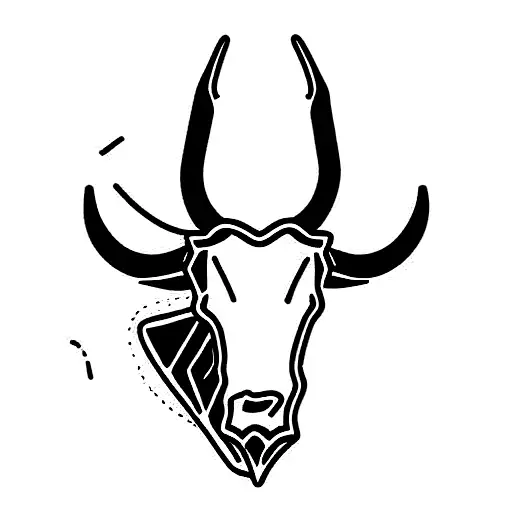 fine line longhorn bull  tattoo design idea