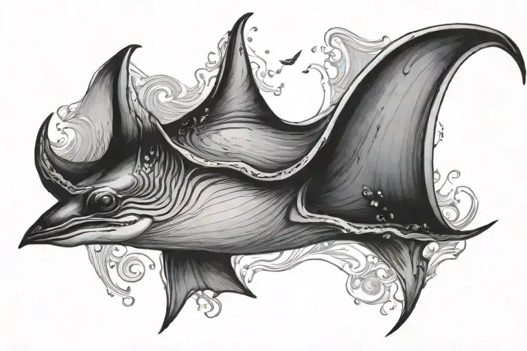 manta ray  jumping tattoo design idea