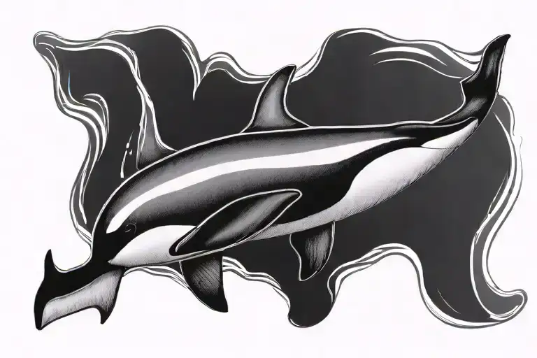 orca jumping tattoo design idea