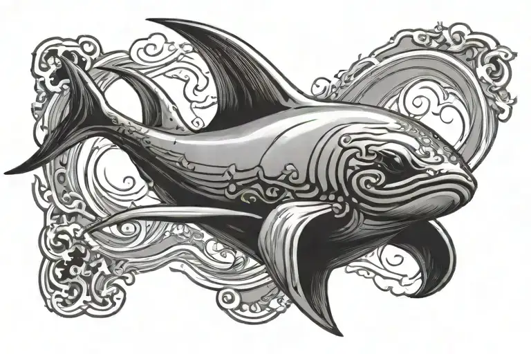 manta ray huntig fish jumping tattoo design idea