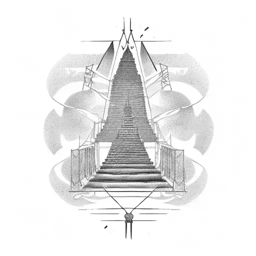 A stairway to heaven with the roman numerals XVI/III/MMXXII tattoo design idea