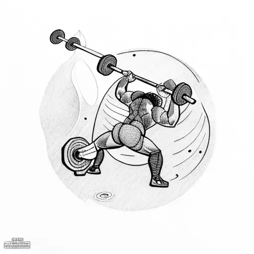 A weightlifter lifting a barbell made of planets tattoo design idea