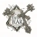 Faith over fear in writing with 3 crosses tattoo design idea