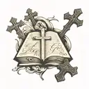 Faith over fear in writing with 3 crosses tattoo design idea