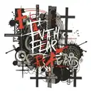 Faith over fear in text. With 3 crosses together  tattoo design idea